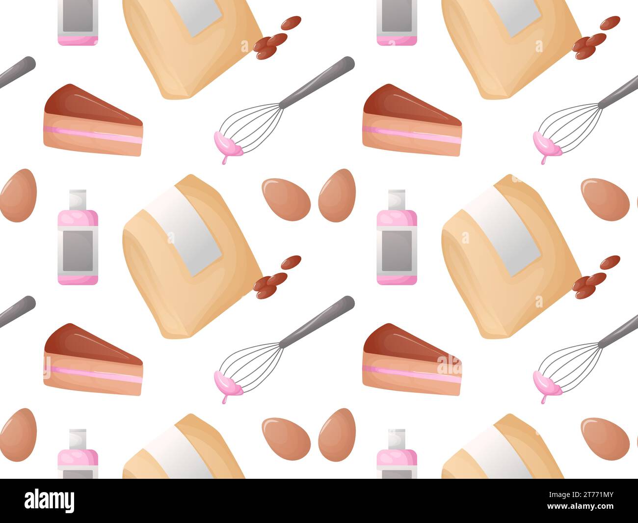 Seamless background confectionery accessories cake Stock Vector