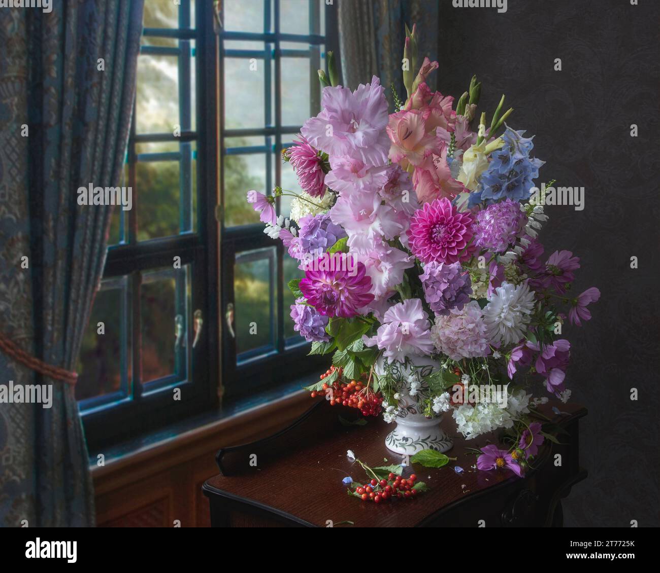 Still life with bouquet of flowers Stock Photo - Alamy