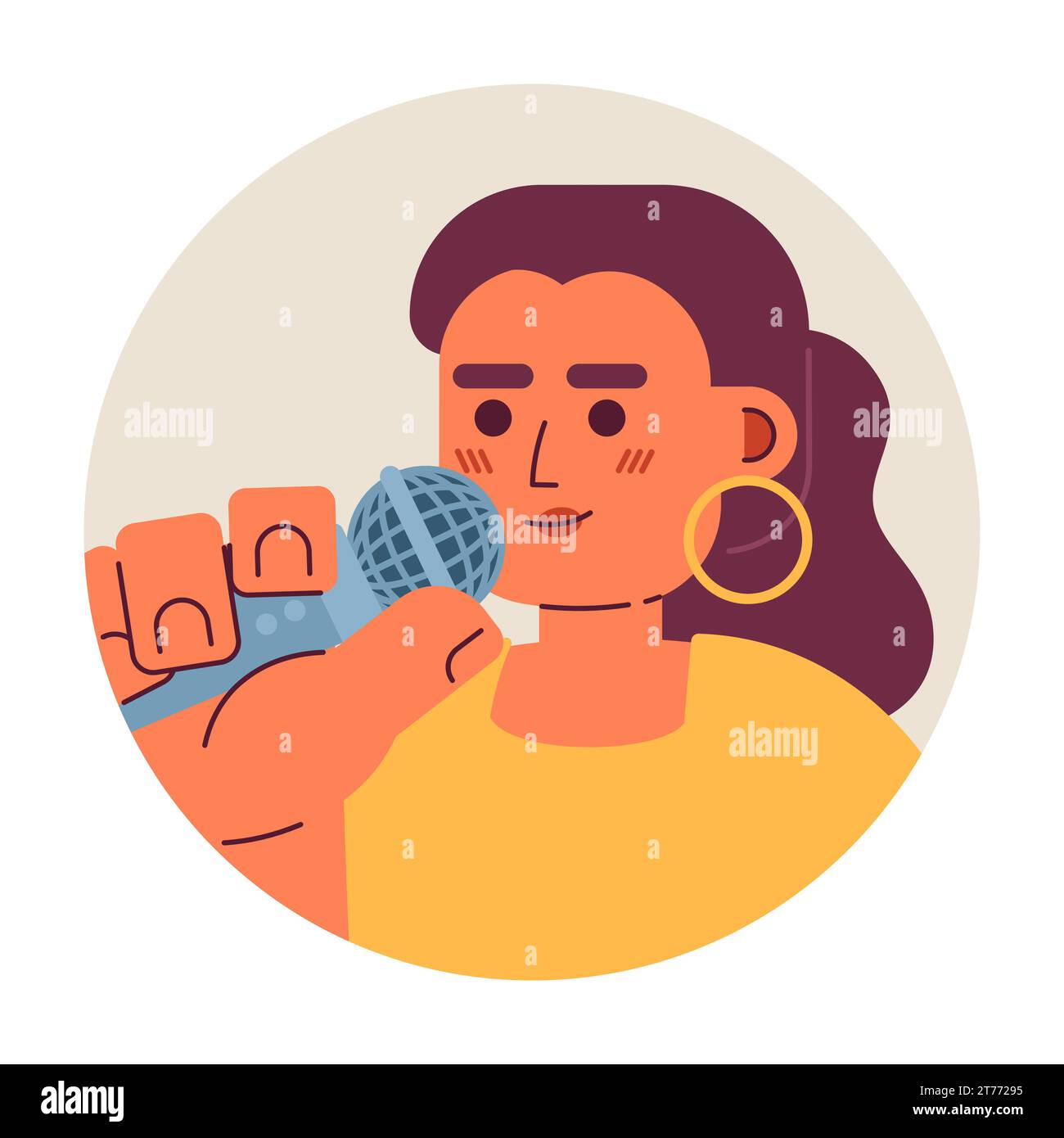 Hoops caucasian woman singer speaker 2D vector avatar illustration ...