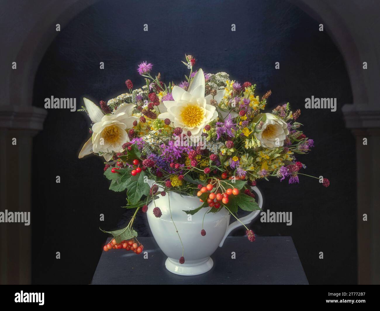 Still life with bouquet of flowers Stock Photo - Alamy