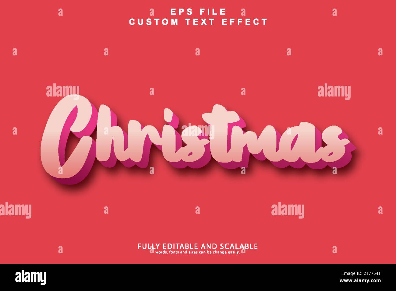 Editable text effect Christmas 3d rose and love font style Stock Vector
