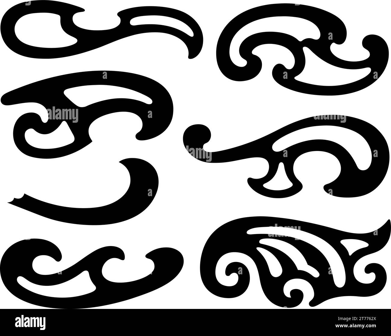 Collection of different french curves isolated on white Stock Vector