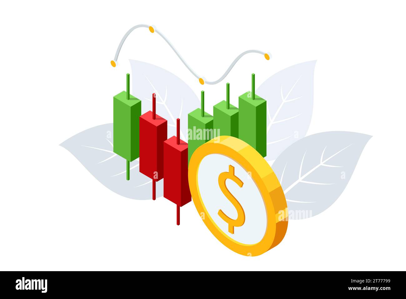 Isometric Investment strategy, Portfolio optimization, Market trends, Return on Investment, Investment Opportunities, Wealth accumulation, Capital Stock Vector