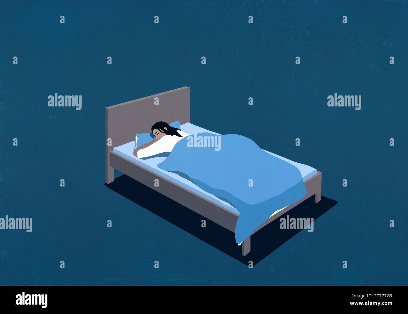 Woman sleeping bed illustration hi-res stock photography and images - Alamy
