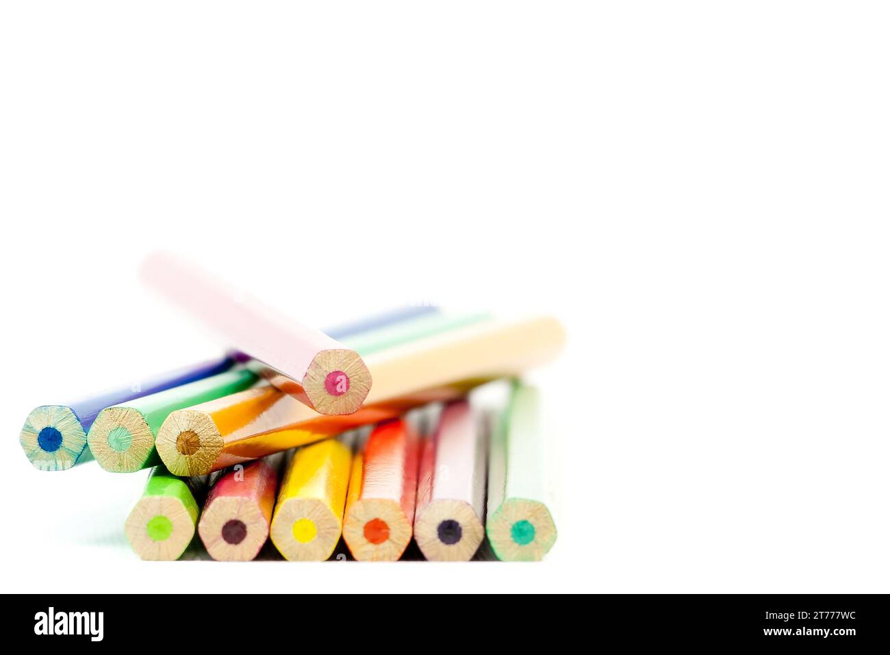 detail of ends of colored pencils with space for text Stock Photo