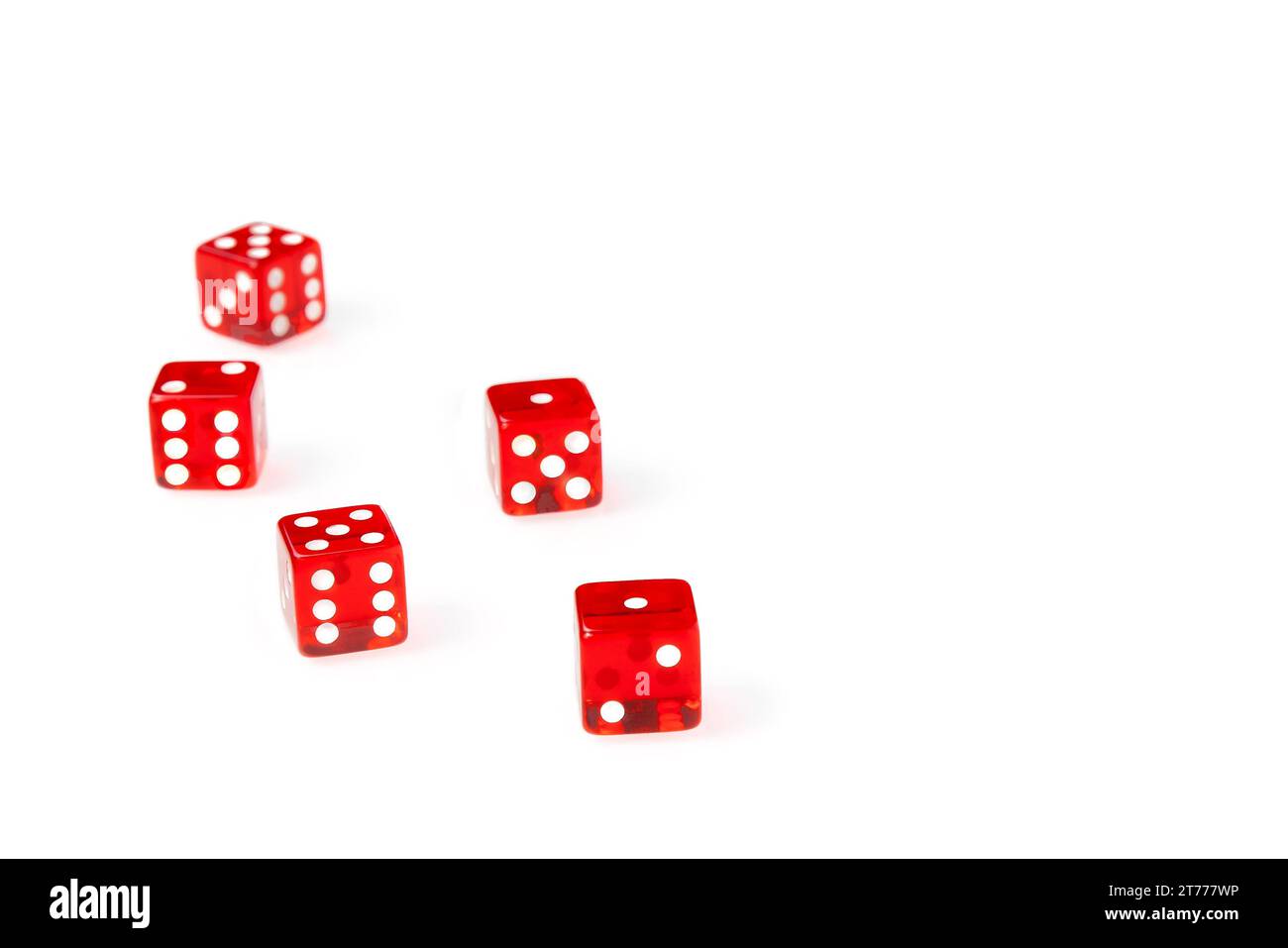 five Red dice on white background Stock Photo Alamy