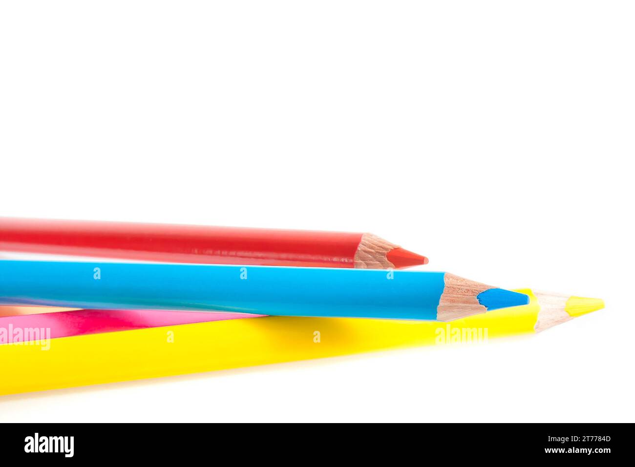 colorful pencils with space for text on white background Stock Photo