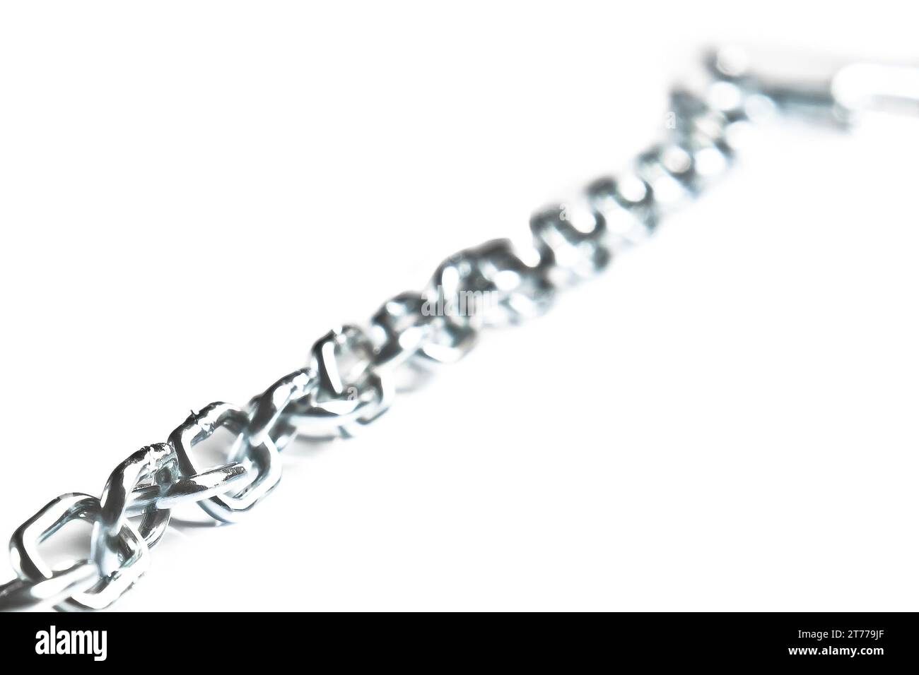 chrome chain with and space for text on white background Stock Photo