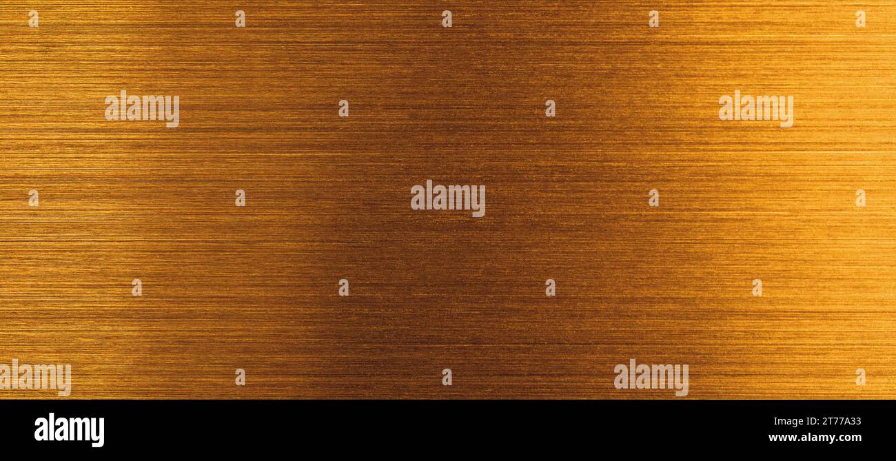 Golden brushed aluminum using as technical panoramic header or backdrop with space for text Stock Photo