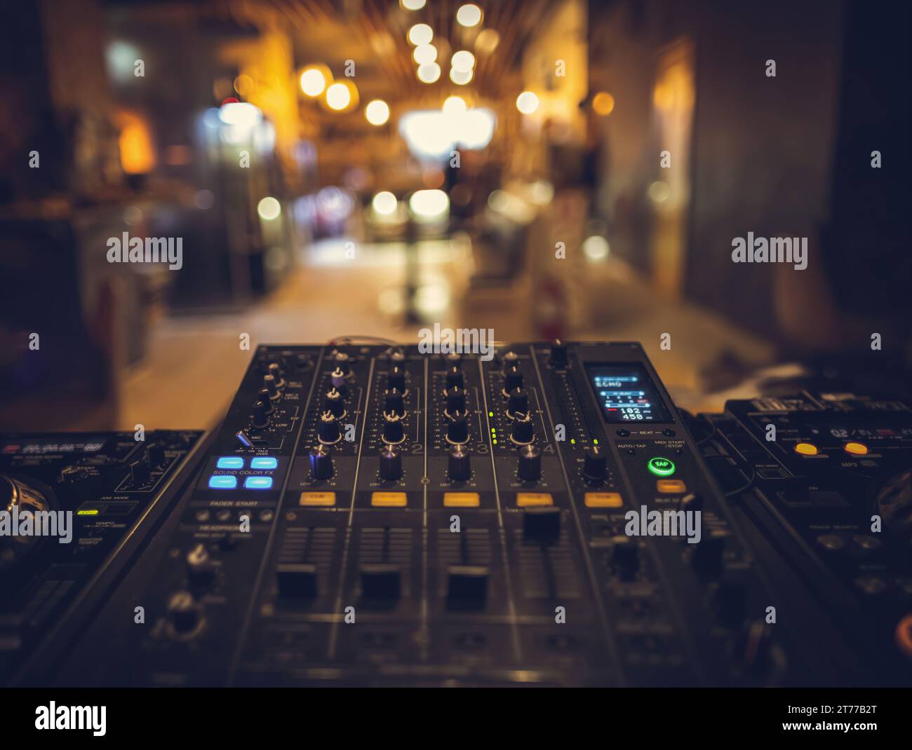 Mixer equipment entertainment DJ station. Club music concept Stock Photo