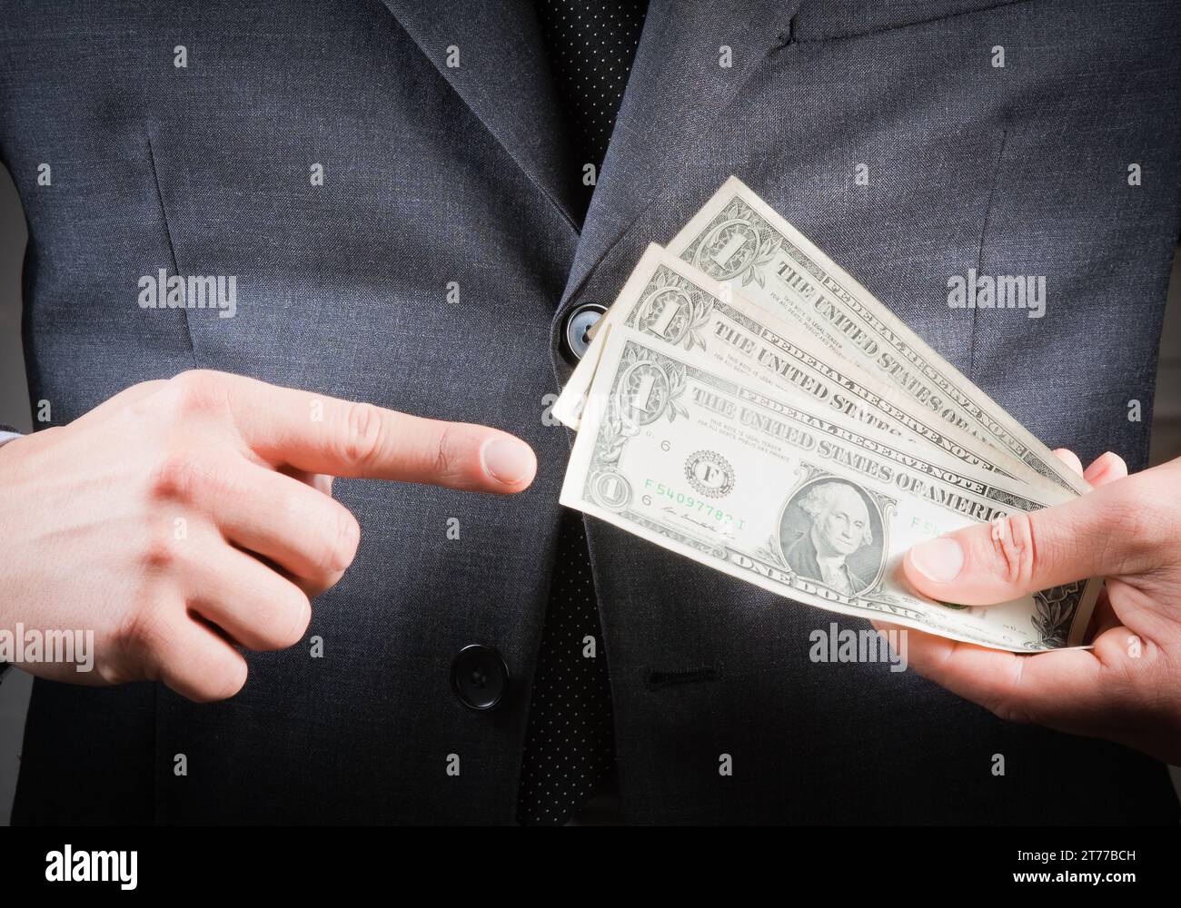 detail of businessman with dollars in his hand, concept for business and earn money Stock Photo