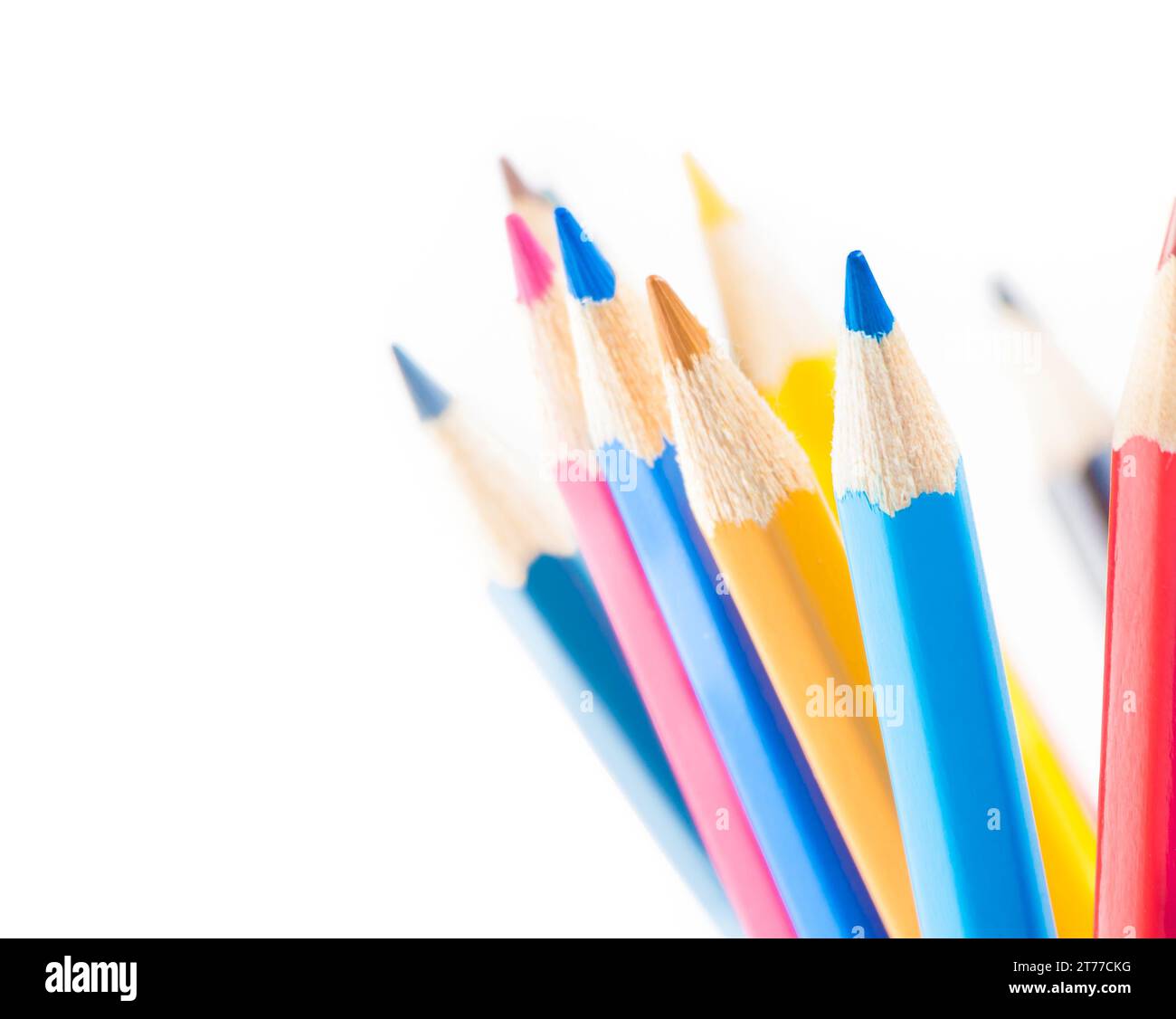 colorful pencils isolated with space for text on white background Stock Photo