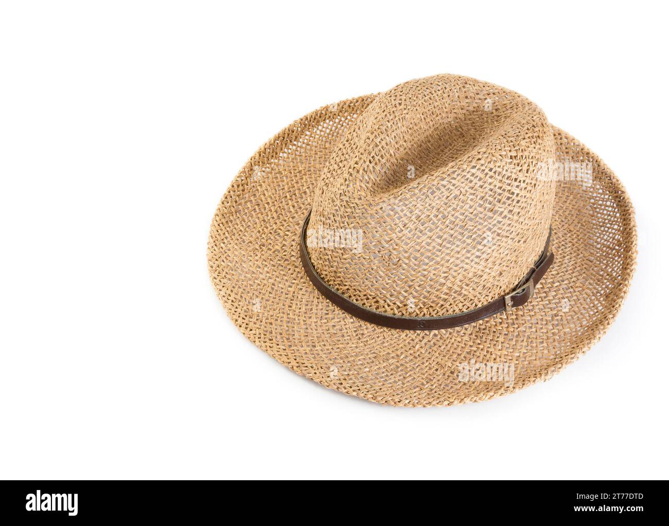 Vintage summer straw hat isolated on white background Stock Photo - Alamy