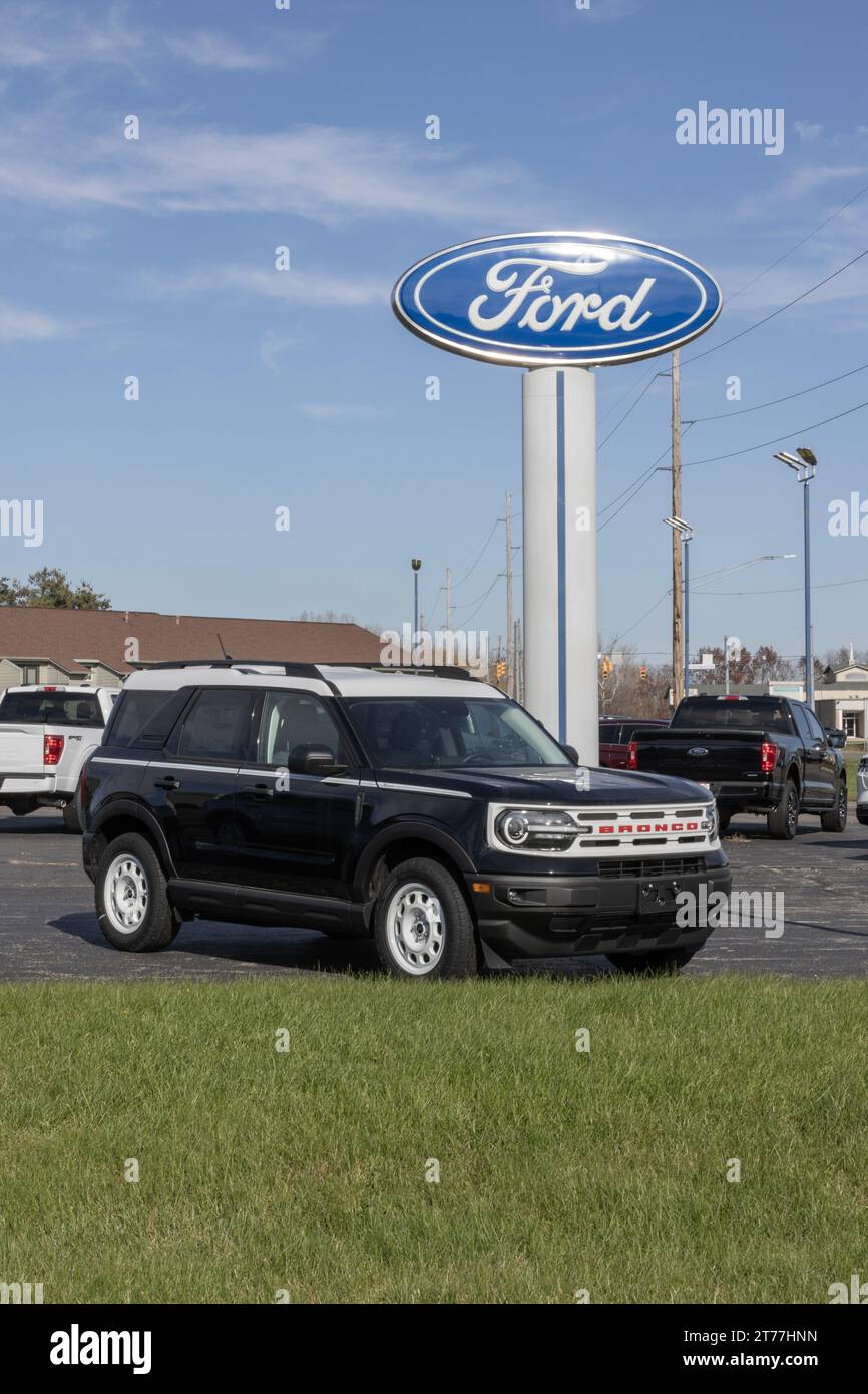 Logansport November 11, 2023 Ford Bronco display at a dealership