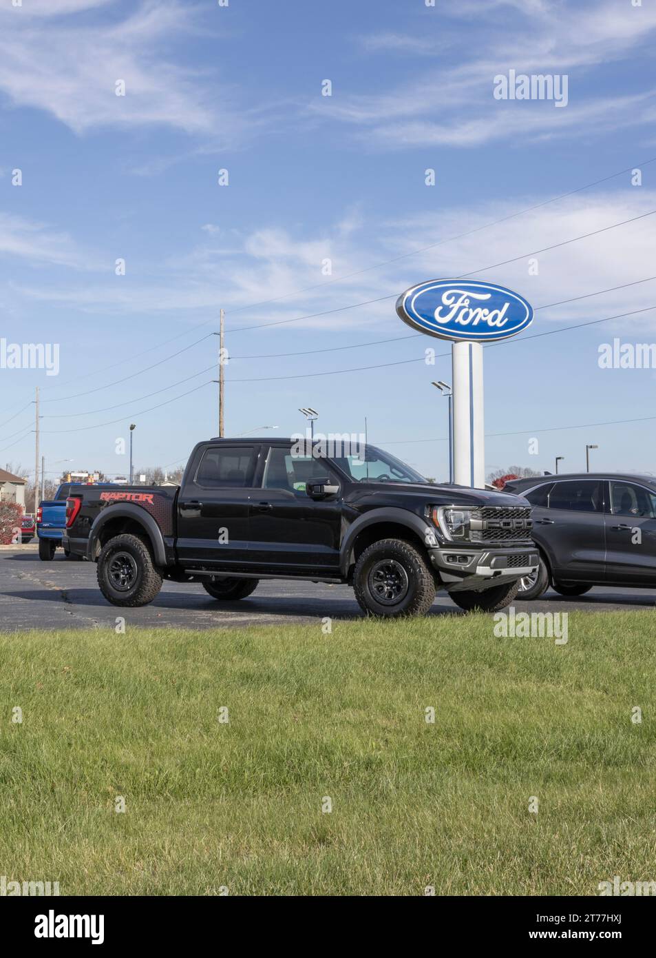 Logansport November 11, 2023 Ford F150 display at a dealership. The