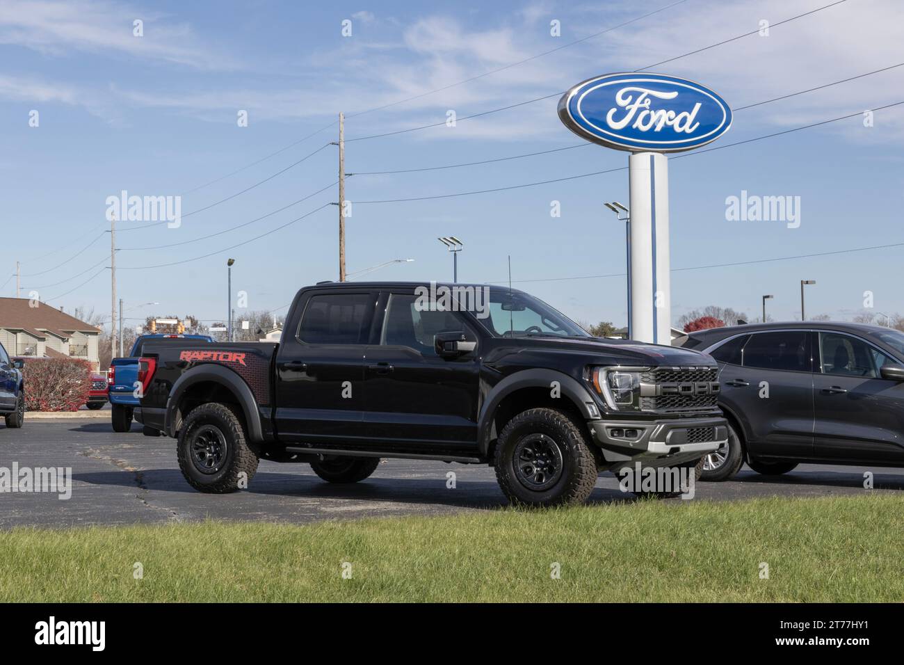 Logansport November 11, 2023 Ford F150 display at a dealership. The Ford F150 is available
