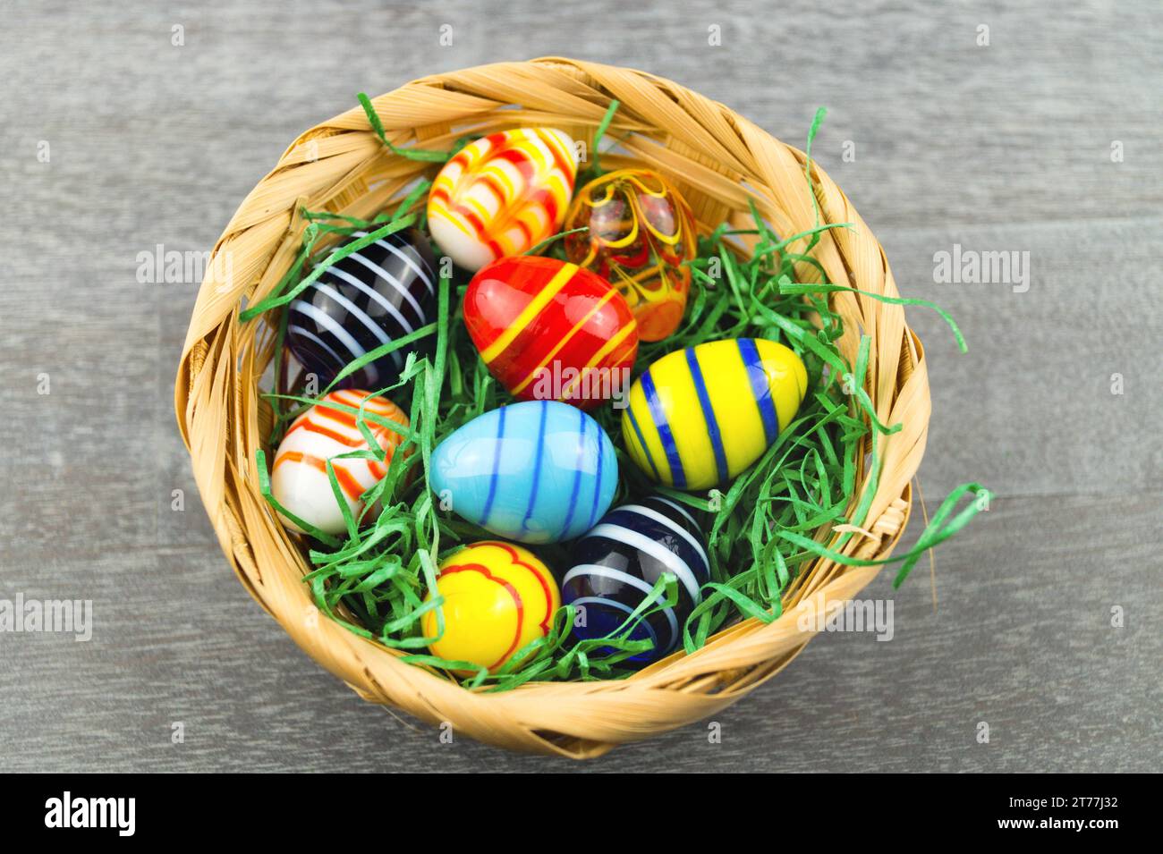 Easter eggs in Easter nest Stock Photo