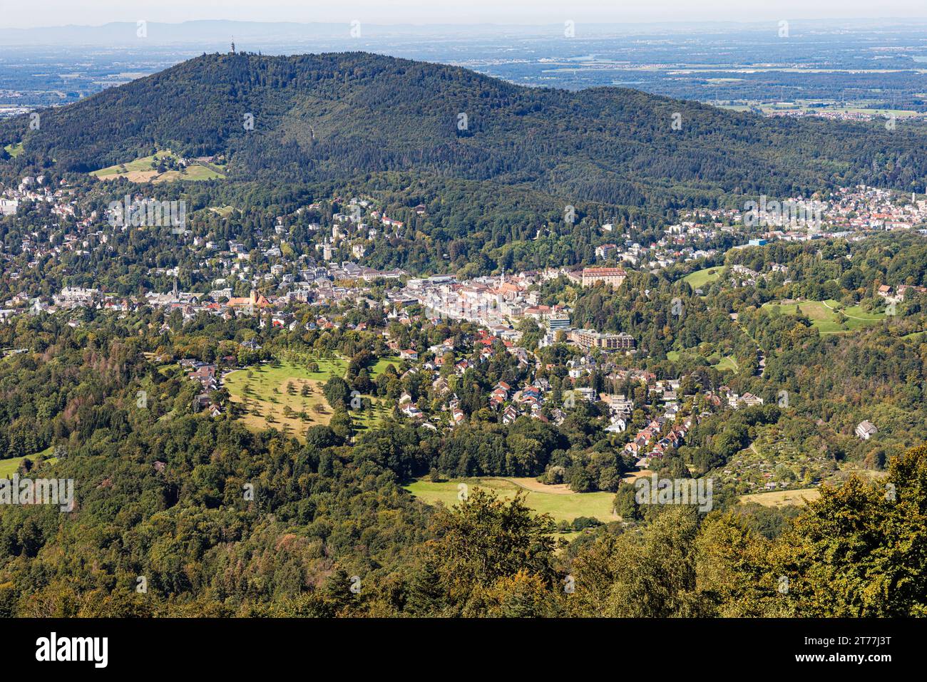 view from Merkur, Grosser Staufenberg mountain to Baden-Baden, Germany, Baden-Wuerttemberg, Grosser Staufenberg, Baden-Baden Stock Photo