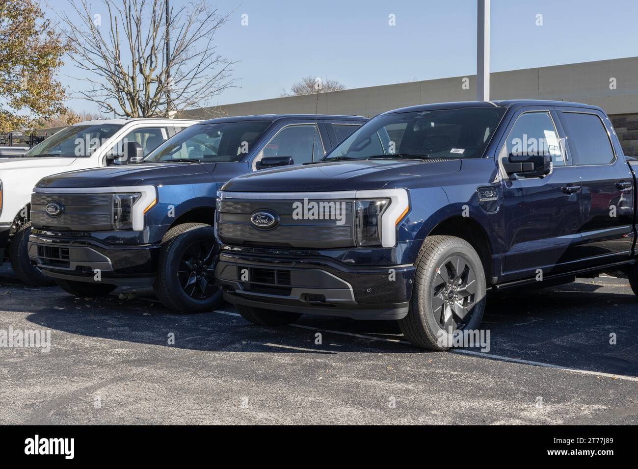 Indianapolis November 12, 2023 Ford F150 Lightning 4X4 Crew Cab display. Ford offers the