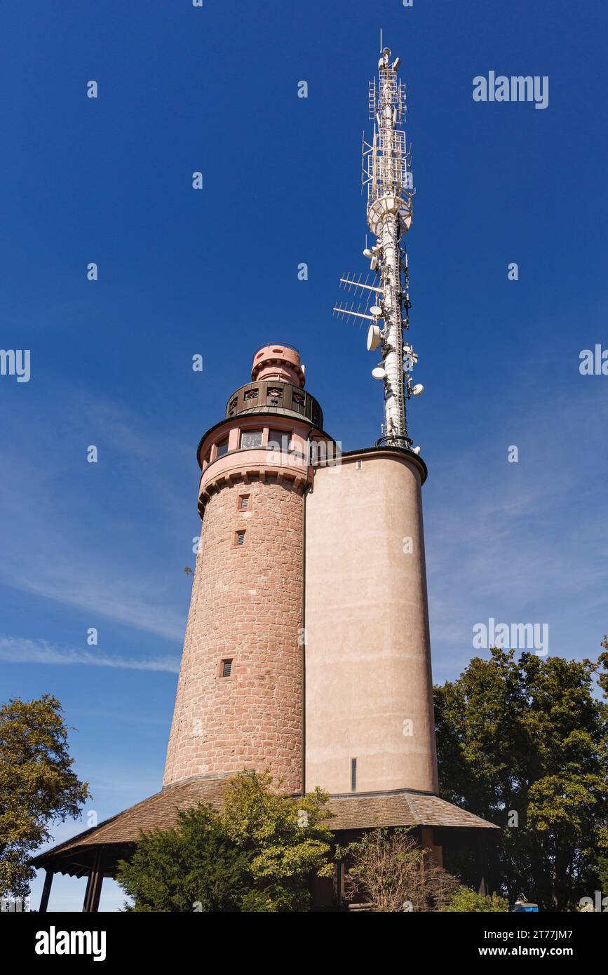 observation tower Merkur tower and transmitter, Germany, Baden-Wuerttemberg, Grosser Staufenberg, Baden-Baden Stock Photo