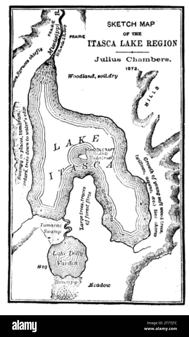 Map of Itasca Lake and Elk Lake Stock Photo Alamy