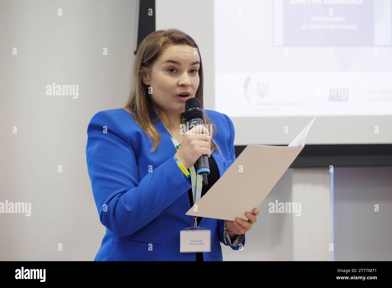 Ganna Bazilo, cofounder of Ukrainian Action in Ireland, takes part in