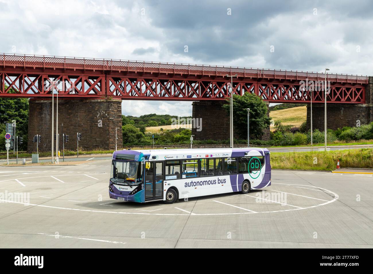 Stagecoach Autonomous Bus parked at Ferrytoll Park & Ride, Fife