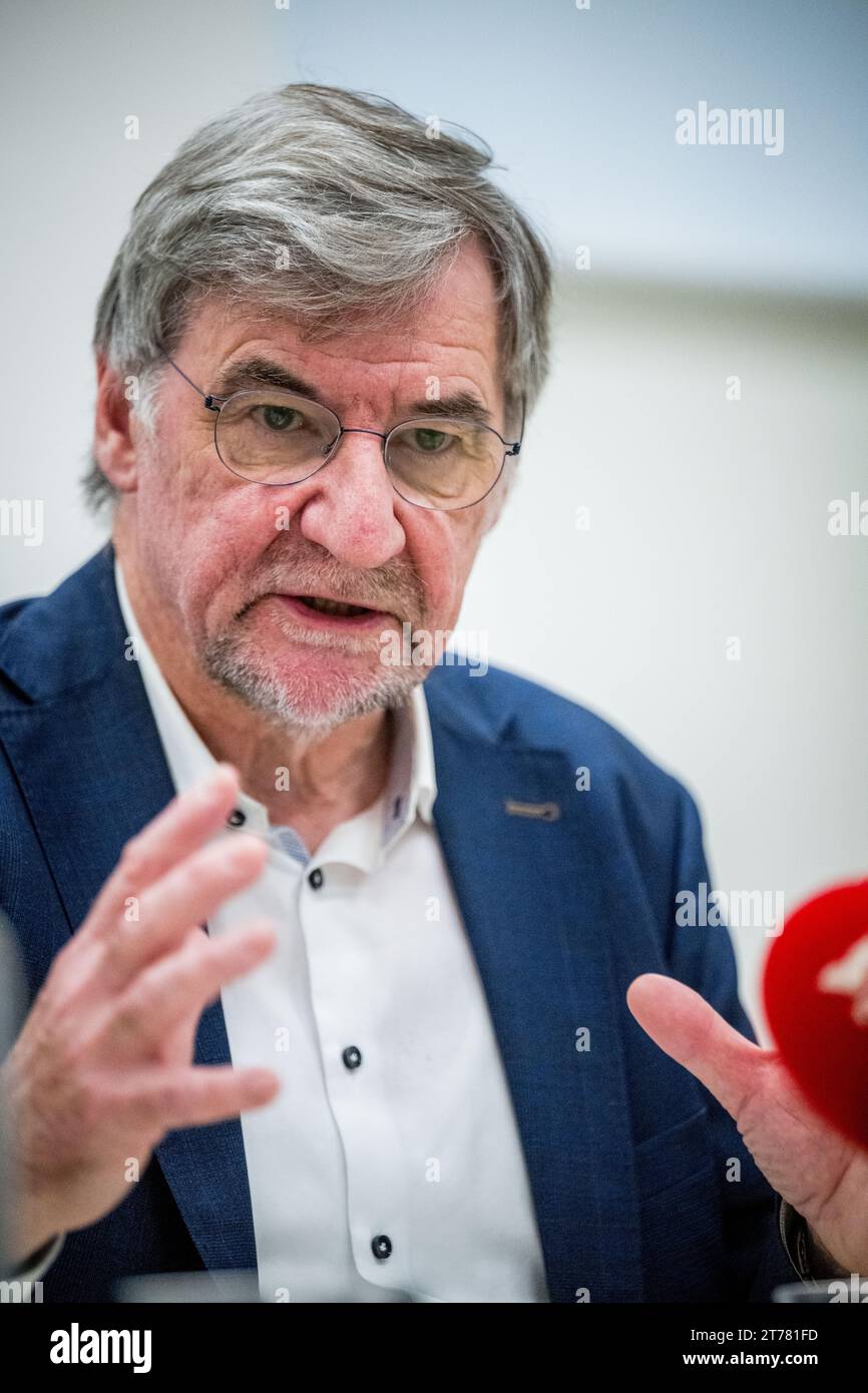 N-VA's Wilfried Vandaele pictured during a press conference regarding the agreement on the nitrogen decree by the Flemish government in Brussels, Tuesday 14 November 2023. BELGA PHOTO JASPER JACOBS Stock Photo