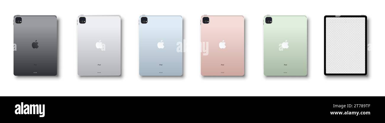 Apple iPad. Mini, Air, Pro models. Screen, different color. Smart ...