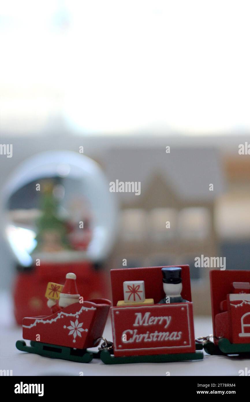 Snow Globe with Santa Claus. Christmas or New Year gift, Close up view, selective focus Stock Photo