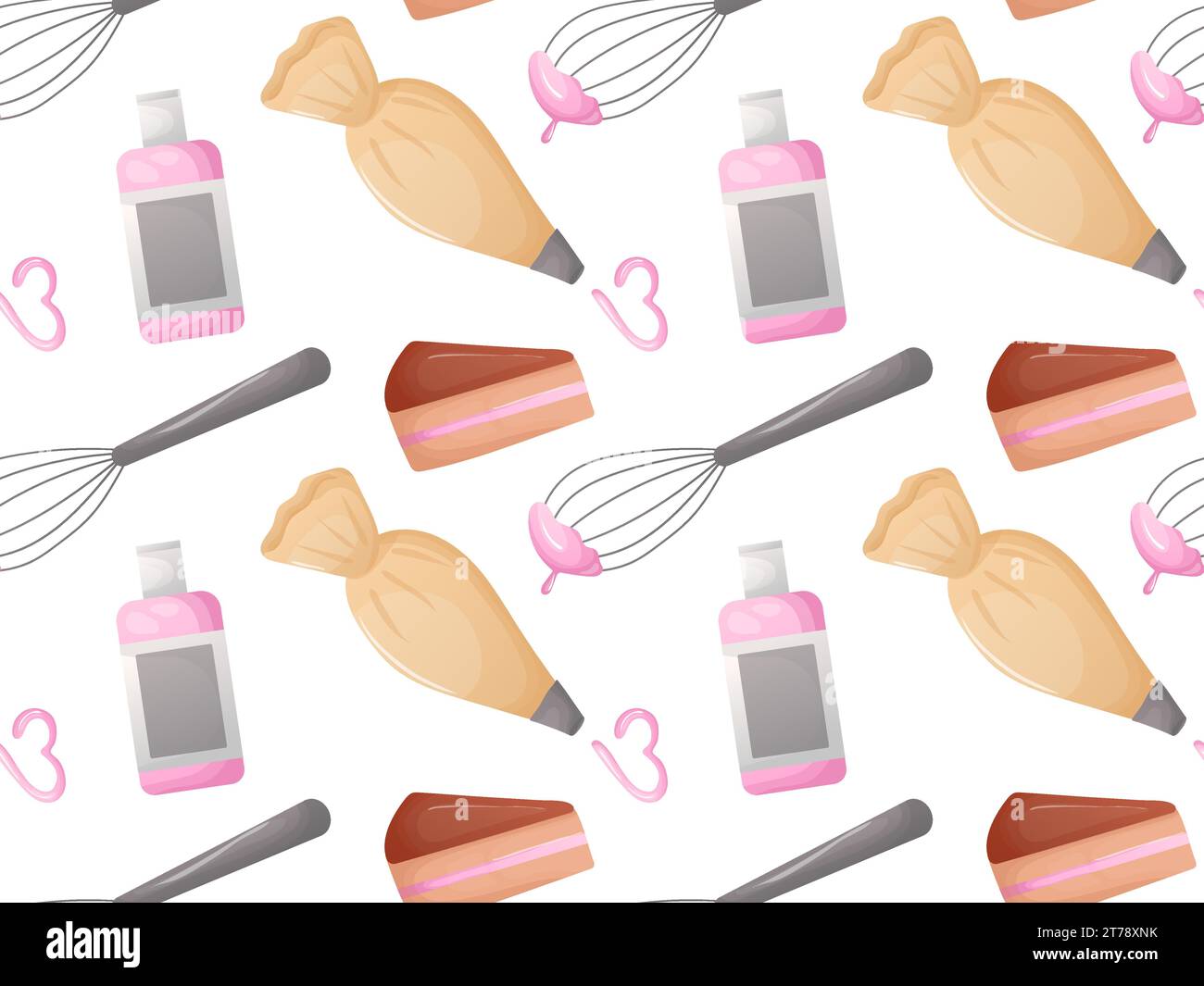 Seamless pattern with cream whisk cake Stock Vector