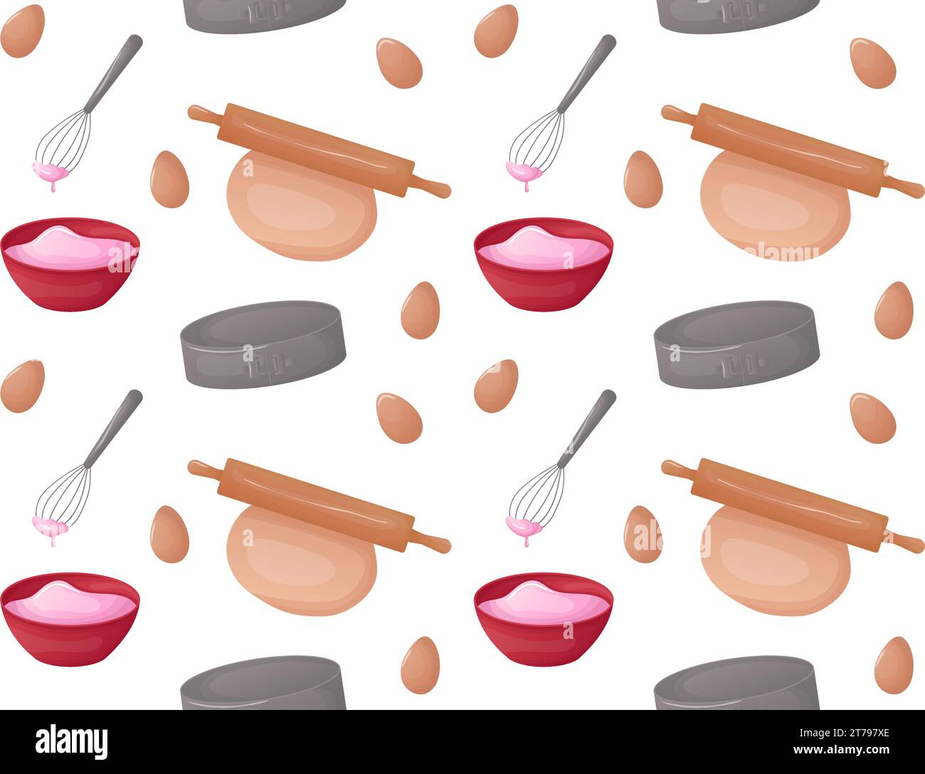 Seamless cake recipe pattern. Background Stock Vector