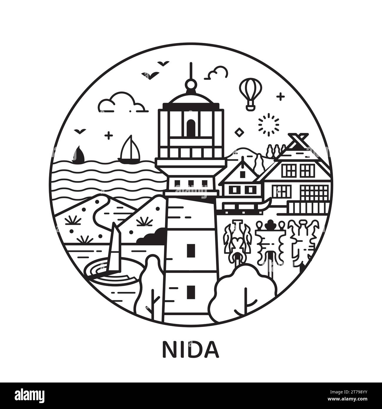 Travel Nida Line Circle Icon With Lighthousel Stock Vector Image Art historic-small-castle-stock-vector-images-alamy