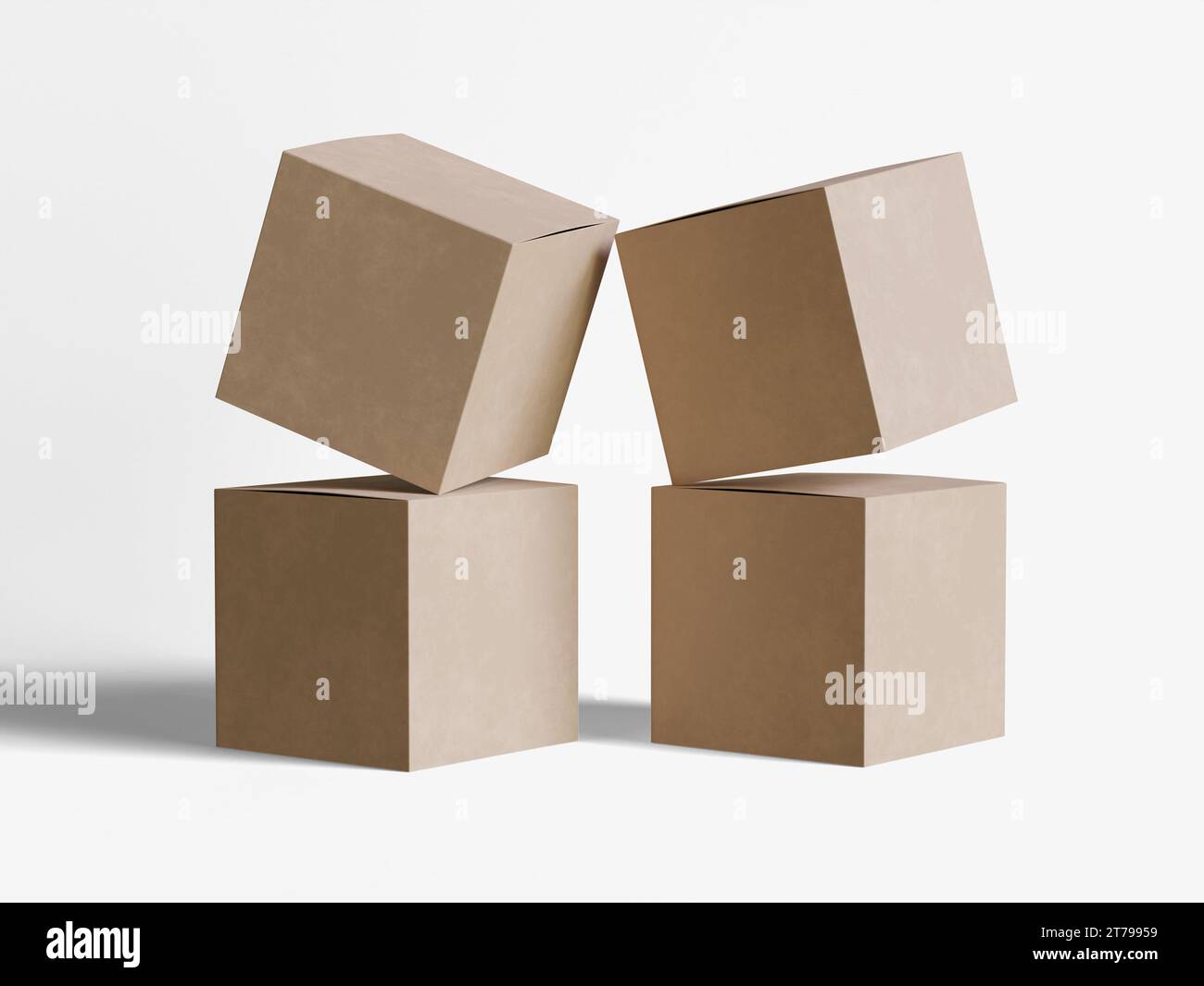 Square box packaging white background cardboard paper with realistic ...