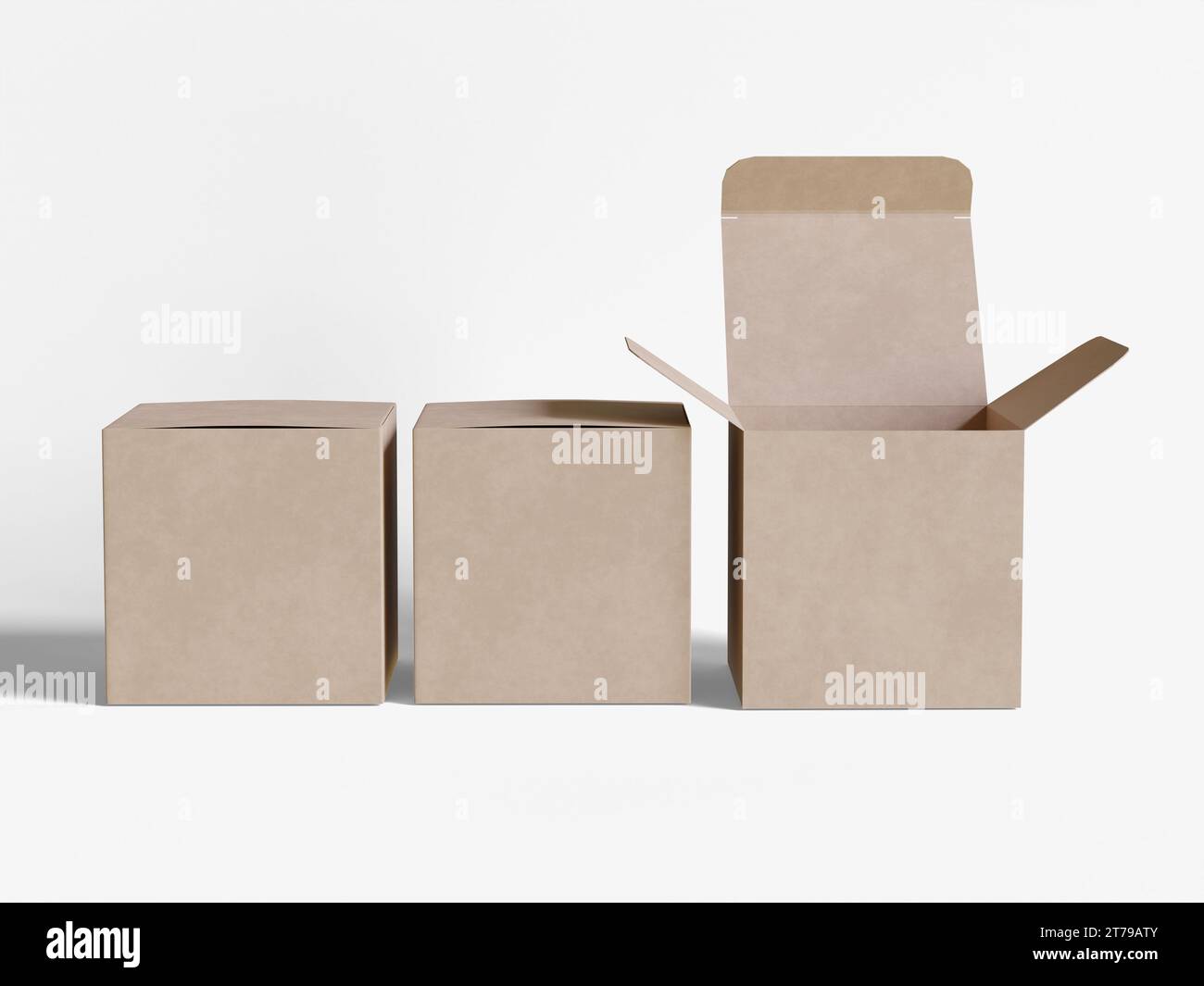 Square box packaging white background cardboard paper with realistic ...