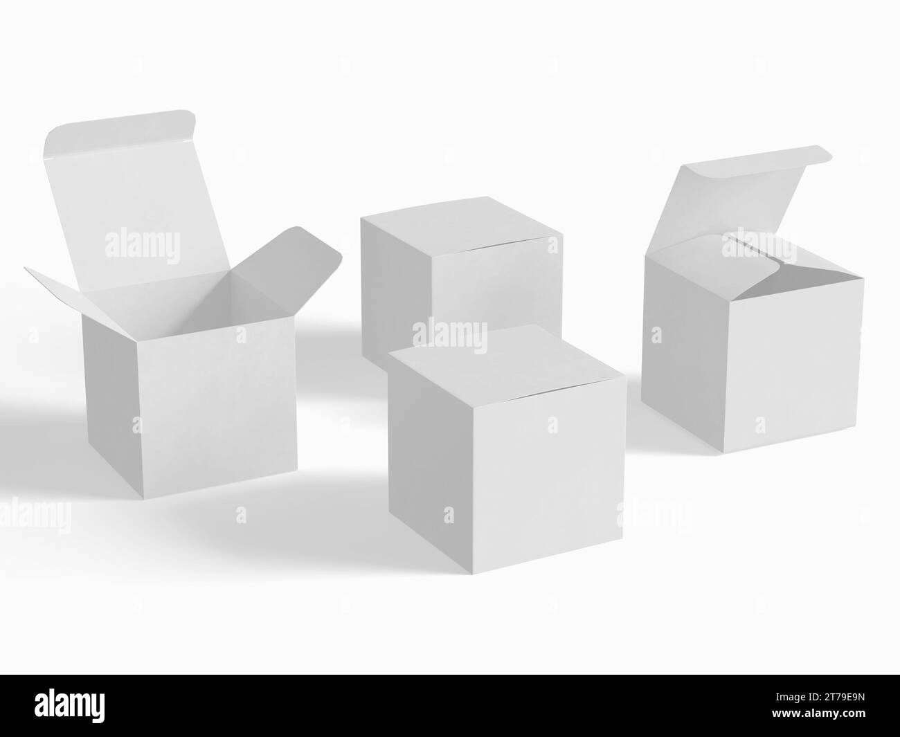 Square box packaging white background cardboard paper with realistic texture Stock Photo