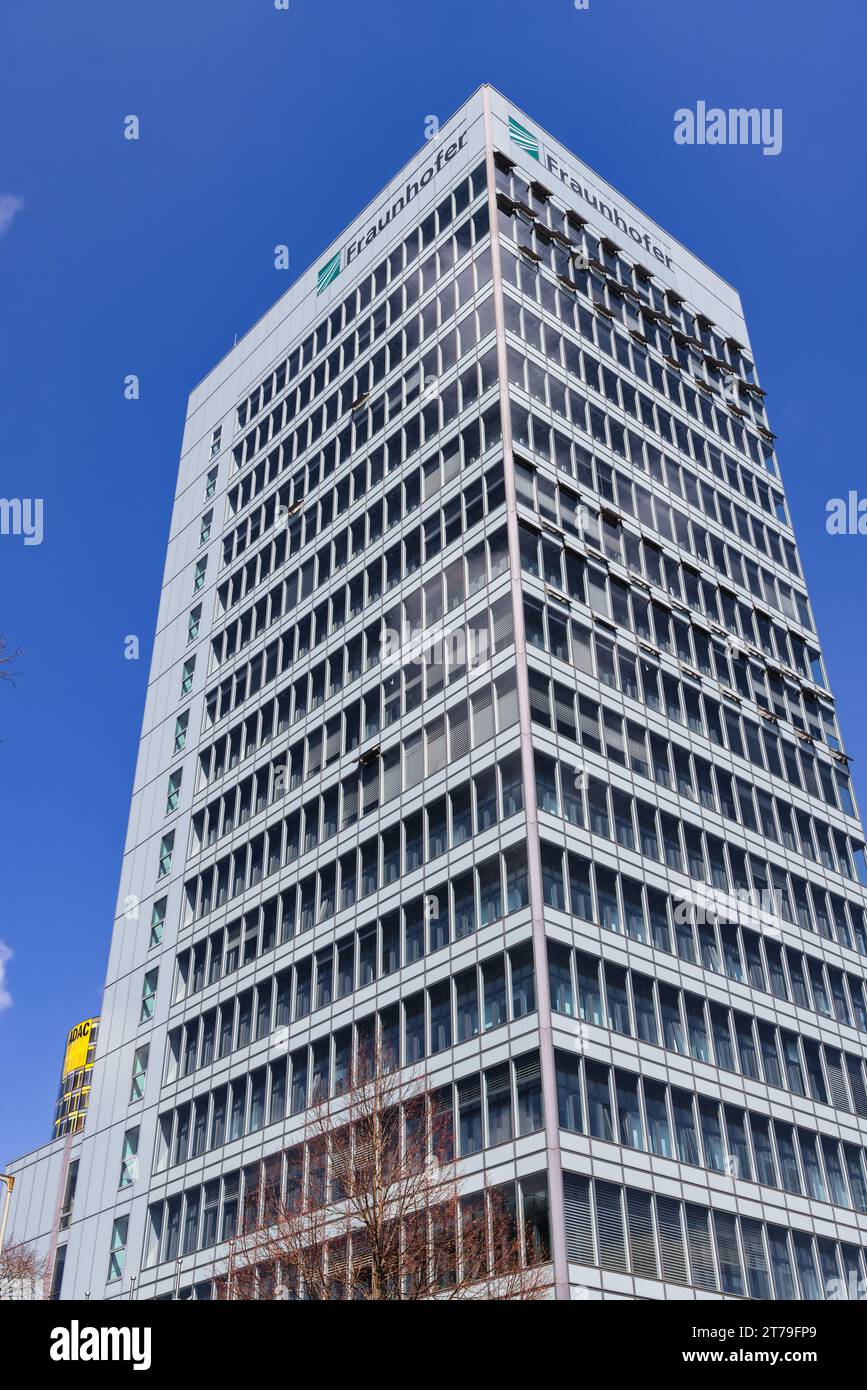 Munich, Germany - April 05, 2023: Headquarters of the Fraunhofer Society in Munich. The Fraunhofer Society for the Promotion of Applied Research is th Stock Photo