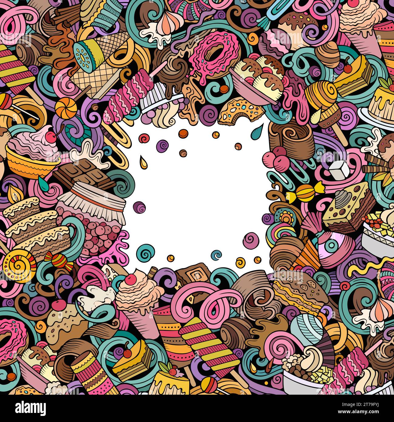 Sweet food cartoon vector doodles frame Stock Vector Image & Art - Alamy