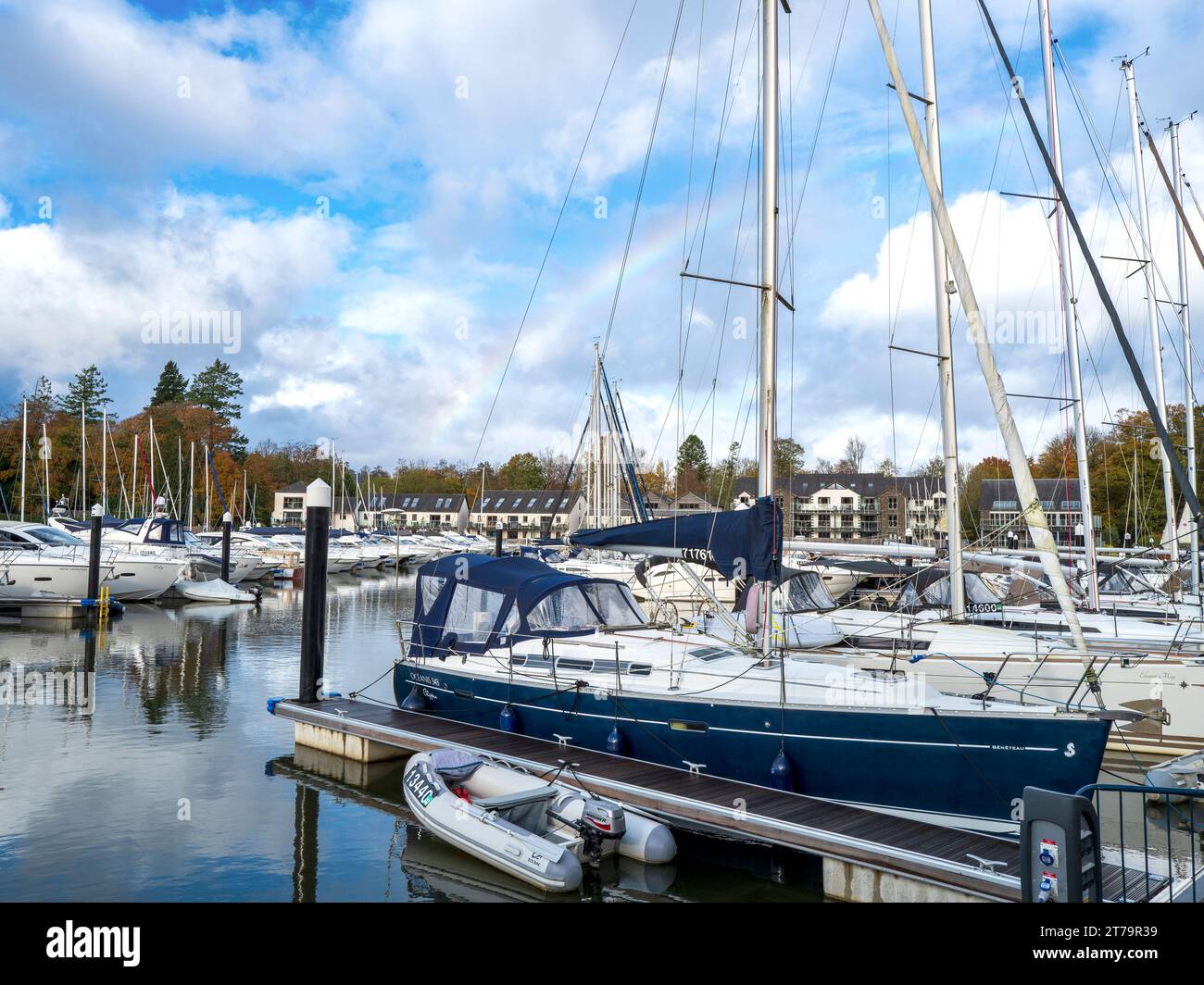 Boats moored at Windermere Marina Village Stock Photo Alamy