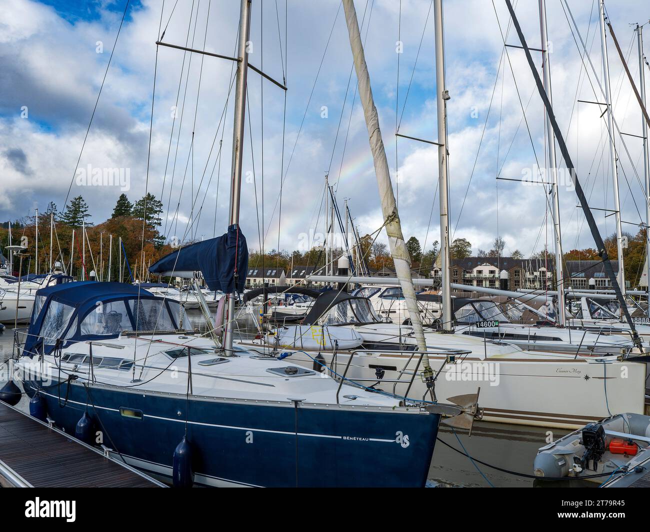 Boats moored at Windermere Marina Village Stock Photo Alamy