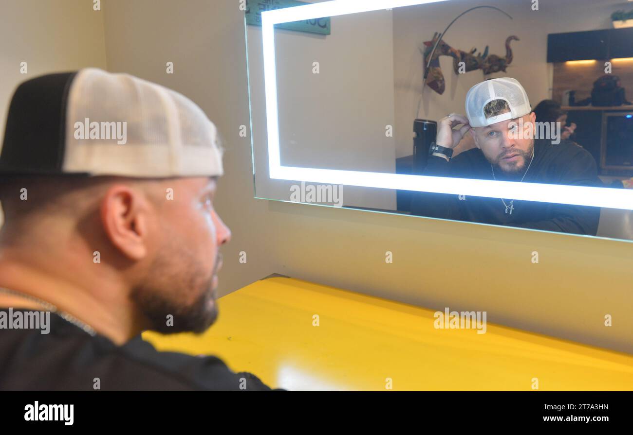MIAMI, FLORIDA NOVEMBER 11 Christian Music Rappers Funky poses for portrait backstage at