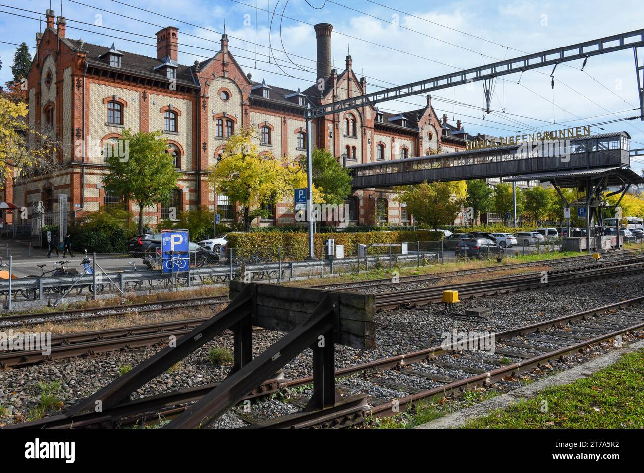 Zurich, Switzerland - 29 Oktober 2023: view at the train station of Tiefenbrunnen near Zurich on Switzerland Stock Photo
