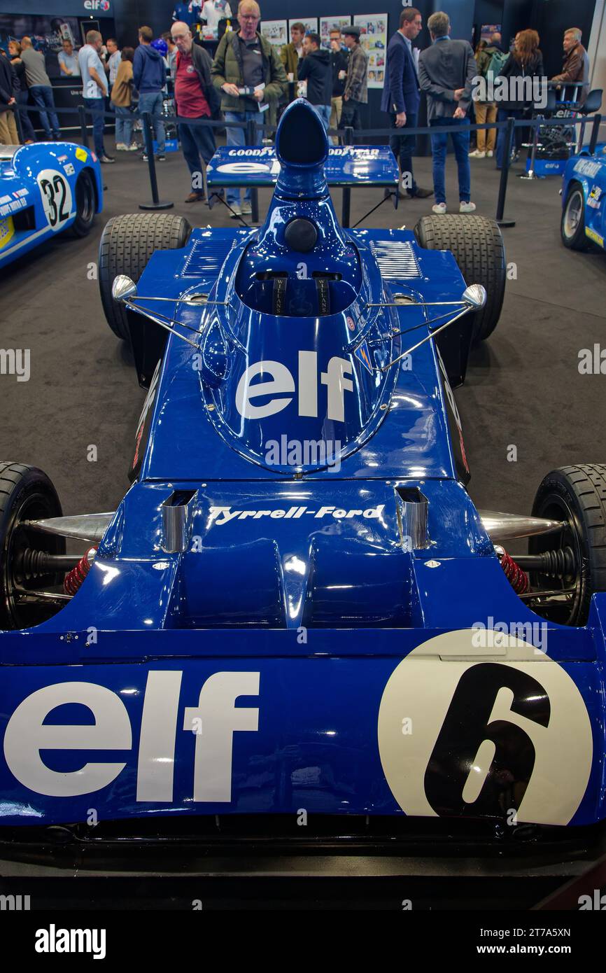 LYON, November 10, 2023 : 1973 Tyrrell 006. The Epoq'auto exhibition paid tribute to french F1 driver François Cevert who died just 50 years ago. Stock Photo