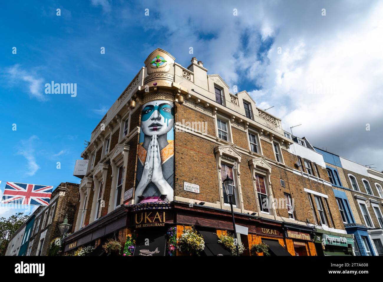 London, UK - August 26, 2023: Antiques and vintage Stores in Portobello Road in Notting Hill Stock Photo