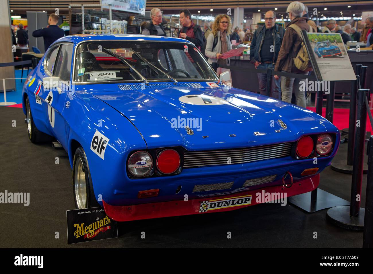 LYON, November 10, 2023 : Ford Capri. The Epoq'auto exhibition paid tribute to french F1 driver François Cevert who died just 50 years ago. Stock Photo