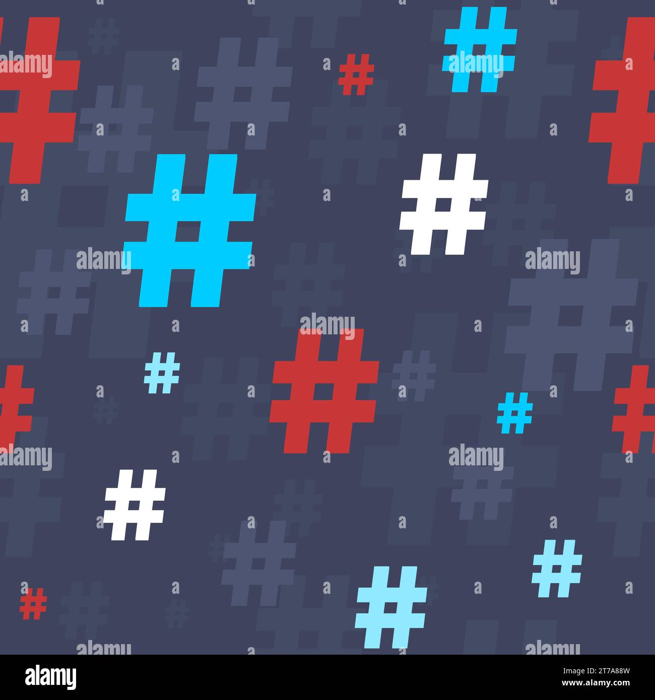 Hashtag pattern. Social media hash symbol seamless texture. Vector hashtag background. Stock Vector