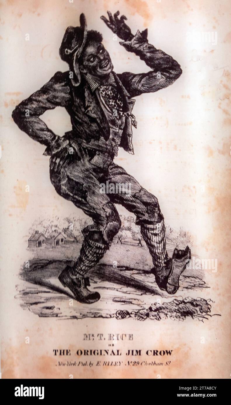 Mr T Rice as the original Jim Crow act by a blackface performer called the father of American minstrelsy. Stock Photo
