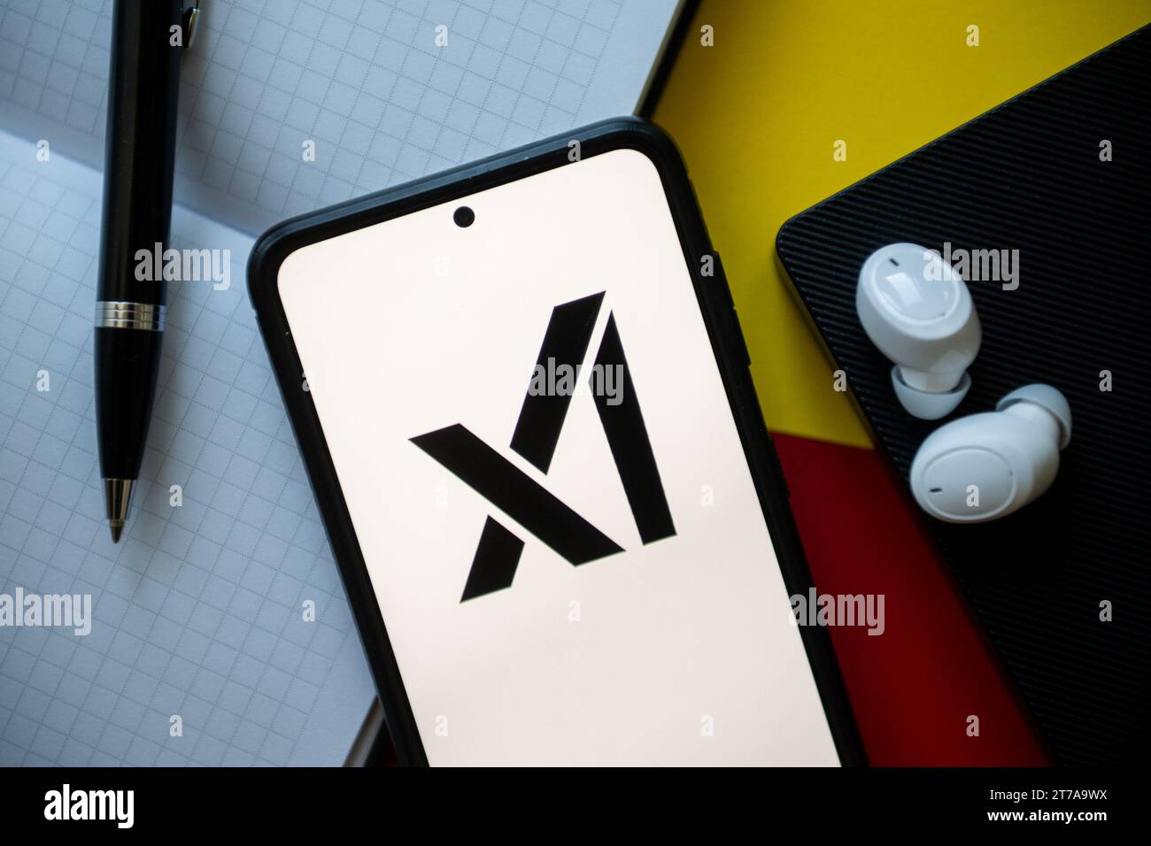 In this photo illustration a xAi Elon Musk logo seen displayed on a