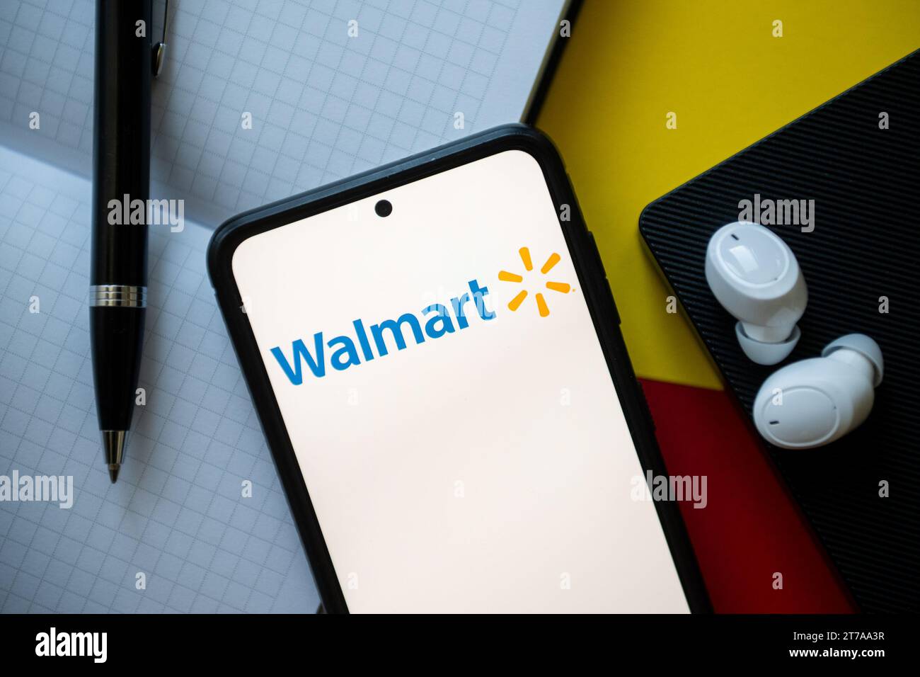 Walmart Wireless Sign In this photo illustration a Walmart logo seen displayed on a ...