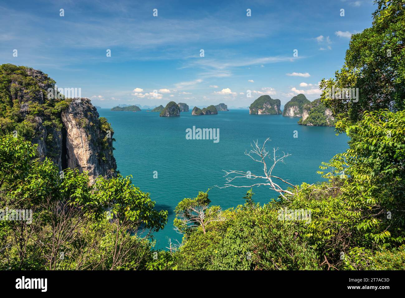 Tropical islands high angle view with ocean blue sea water at Koh Hong Island 360 viewpoint, Krabi Thailand nature landscape Stock Photo